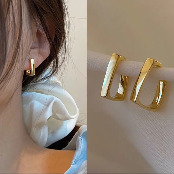 Fashion Jewelry Jewelry - NEW Gold hoop earring geometric and irregular trendy minimalist dainty classy